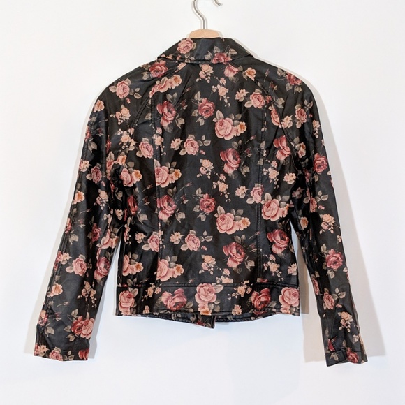 BB Dakota Vegan Faux Leather Floral Moto Jacket - Picture 6 of 6